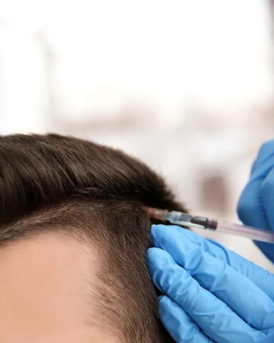 Hair Meso vitamin treatment being applied to the scalp